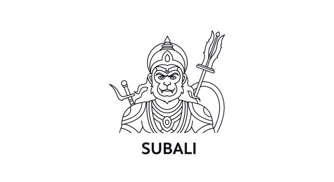 Subali - Powerful Monkey King Warrior Illustration, Hindu Mythology