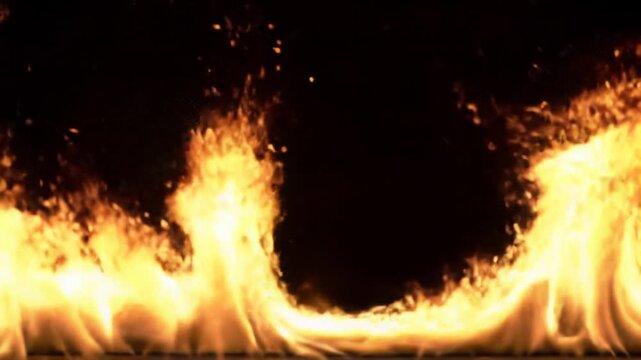 A vibrant orange and yellow flame gracefully dances with subtle sparks against a seamless matte black background, enhanced by dramatic studio lighting. Concept of inspiration and growth