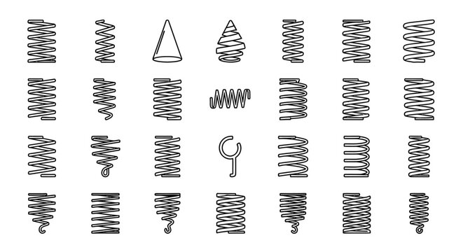 collection of various spring coils and wire forms on white background