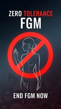 Zero tolerance against female genital mutilation concept illustration
