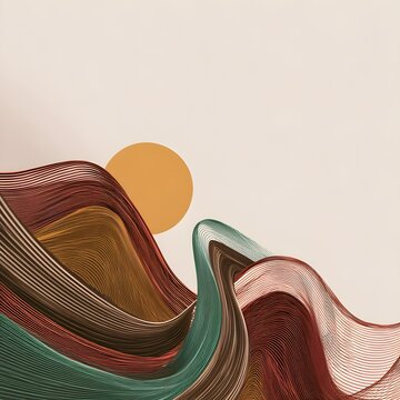 Minimal abstract background with thin flowing lines and neutral palette - Image #2 @Digi SImba