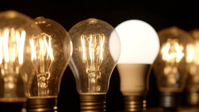 Creative Idea Lighting Bulbs Row Concept
