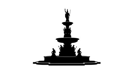 Fototapeta premium Ornate Classical Tiered Fountain Silhouette Vector Illustration