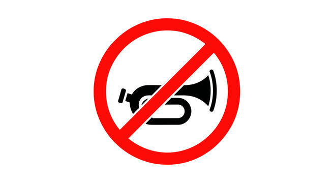 No Honking Sign: Prohibition of Car Horn Use, Sound Alert Symbol