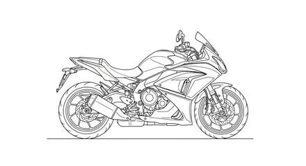 Naklejka premium Modern Sport Motorcycle Line Art Illustration