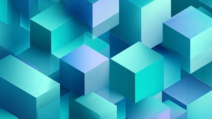 Obraz premium A vibrant and modern abstract background featuring a collection of blue and teal 3D cubes in various shades and sizes