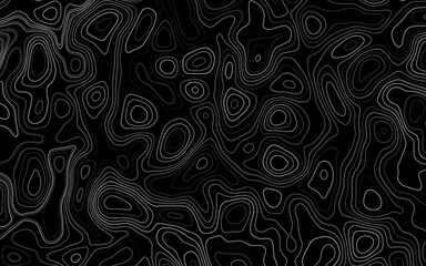 Fototapeta premium Abstract illustration of white topography pattern on black background. background with abstract texture with abstract shapes concept