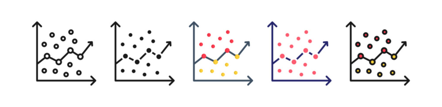 Regression Multiple Style Icon Set Collection. 