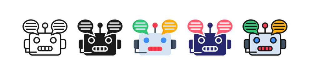 Chatbot Multiple Style Icon Set Collection.  © Awicon