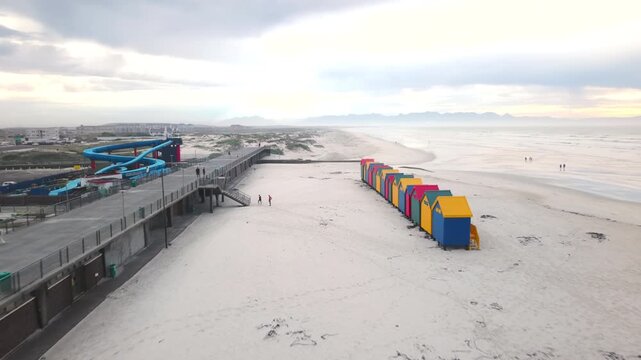 Aerials of Muizenberg beach and surrounding areas.