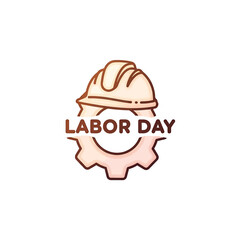 Fototapeta premium Labor Day illustration with industrial hard hat and gear