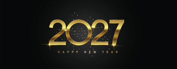 2027 Happy New Year gold text greeting Card Post firework Background © OnlineInfinite 
