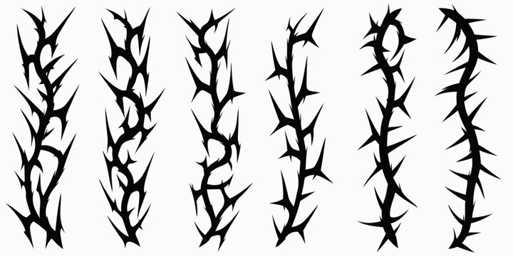 Stylized black thorn branches arranged in a vertical repeating pattern