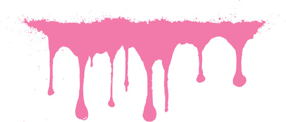 Naklejka premium Dripping pink paint splatter graphic, graffiti style liquid flow grunge texture abstract background vector illustration.