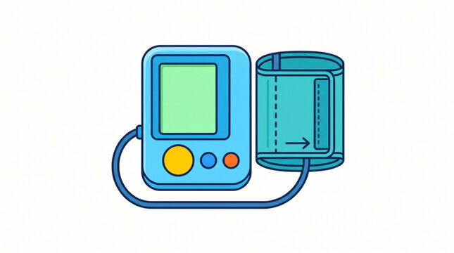 Flat icon illustration of a digital blood pressure monitor cuff