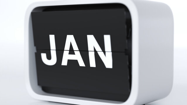 A clock changing the month to January