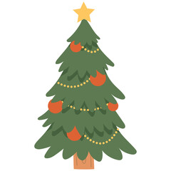 Fototapeta premium Decorated Christmas Tree Illustration. 