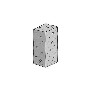 Hand drawn illustration of a gray porous rectangular stone block