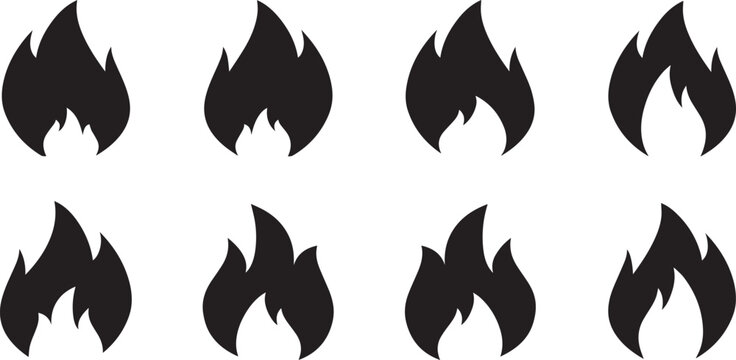 fire icon icon set Fire flame minimalist design, flat style, simple Flames, icons, symbols bonfire flat vector design vector illustration.