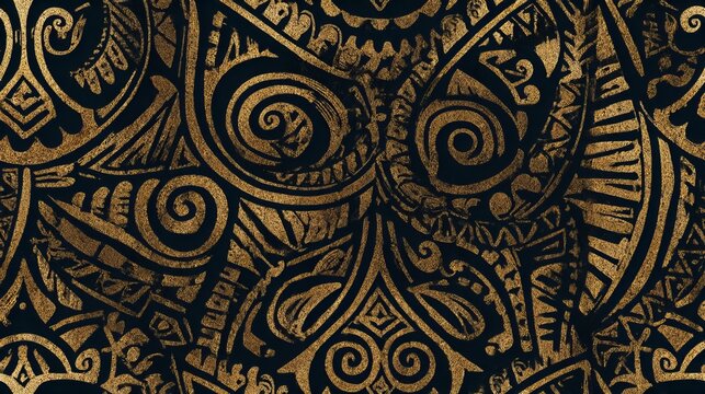 Polynesian handmade ornament seamless pattern, ethnic decorative background for textile and surface design