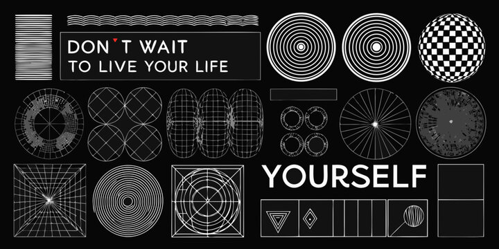 Abstract geometric shapes with text don t wait to live your life yourself