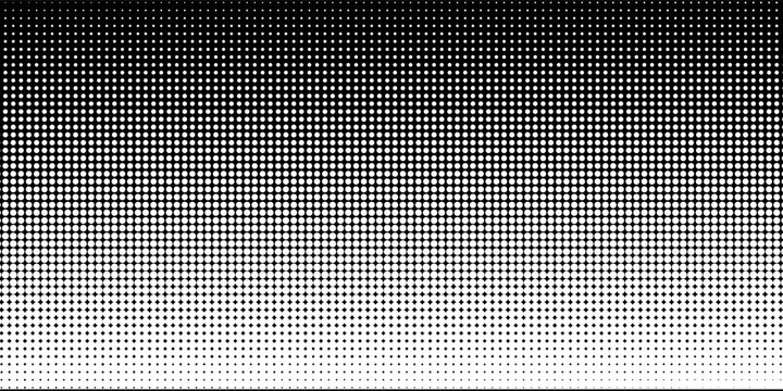 Abstract black and white halftime gradient pattern vector. Retro pop art dot screen texture for comic book, poster, and modern background designs.