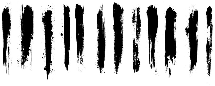 Brush strokes vector. Set of text boxes. Paintbrush collection. Grunge design elements. Dirty texture banners. Painted rectangles and long strokes. 
