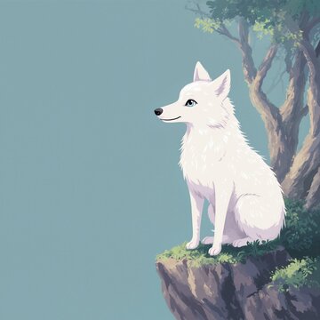Cute cartoon charater white wolf