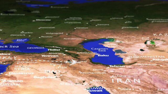 Flight From Andorra la Vella ANDORRA Kabul AFGHANISTAN with flag pins