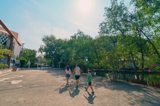 Visiting in the city park called the 80th Birthday Anniversary of His Majesty the King in Sathon district, in Bangkok