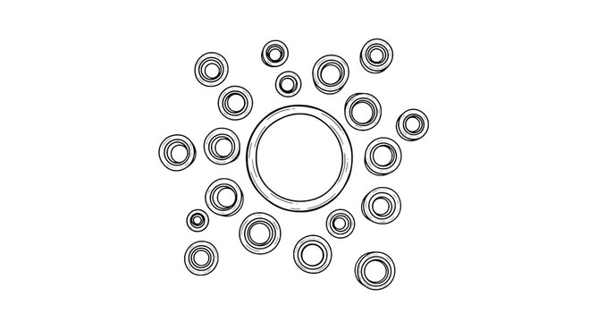 Circles loading spinner icon with outlined rings and dotted dots for UI refresh animation, technology interface design and progress indicator