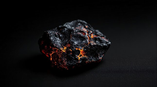 Glowing Rock Formation on Black Background