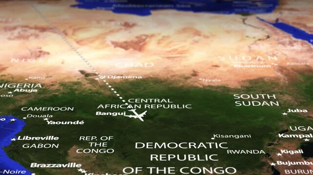 Flight From Andorra la Vella ANDORRA Lusaka ZAMBIA with flag pins