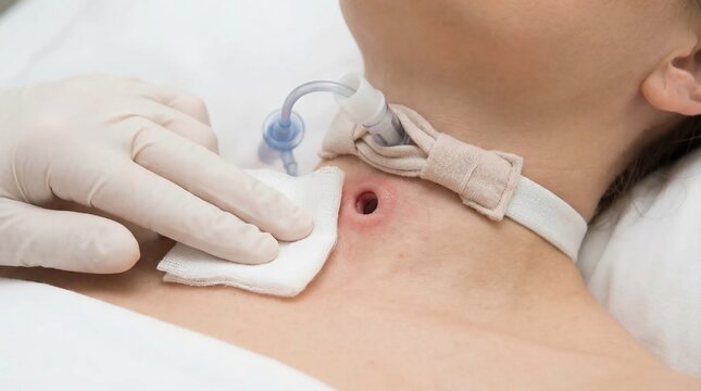 Tracheostomy care with medical professional.