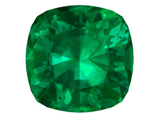 Fototapeta premium Radiant Green Gemstone, Captivating transparent background featuring a brilliant, faceted emerald gemstone with intense, vibrant green hues and mesmerizing refractive patterns.