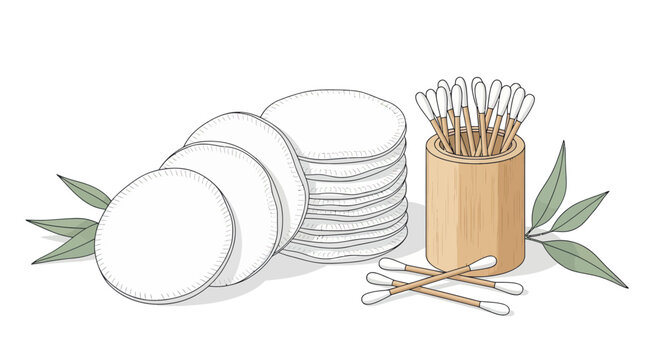 Eco-friendly bamboo cotton swabs and pads for skincare and beauty