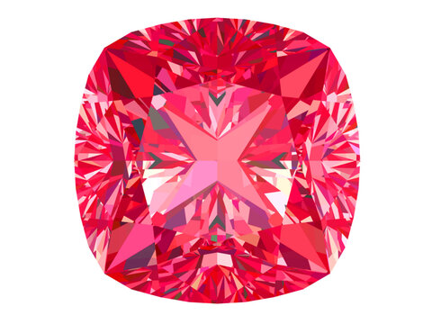 Radiant Red Gemstone, Captivating transparent background featuring a brilliant, faceted ruby gemstone with intense, vibrant red hues and mesmerizing refractive patterns.