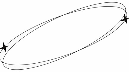 A minimalist illustration of an oval shape with two stars at the ends on a white background © mohsin