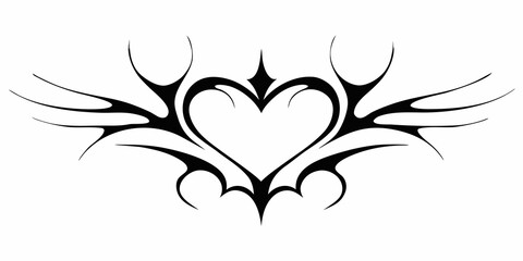 A striking black tribal heart design with sharp pointed extensions © AnupKumar