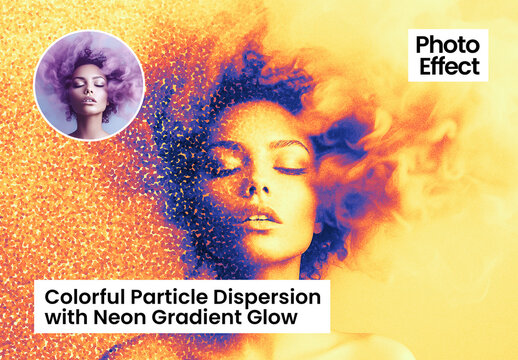 Colorful Particle Dispersion with Neon Gradient Glow Photo Effect