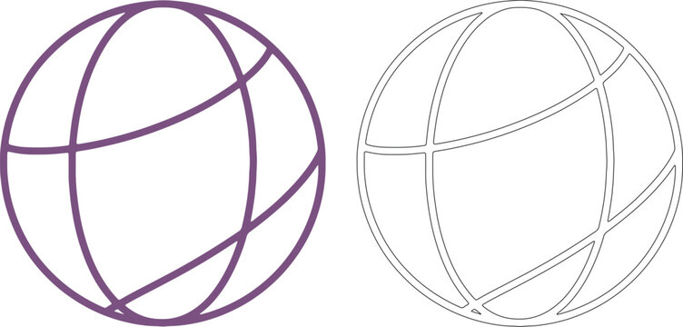 Purple and black globe outlines with meridian lines