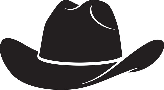 Classic black cowboy hat silhouette against white background