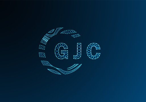 GJC low poly letter logo vector design. GJC lower poly logo design. GJC unique low poly logo design.