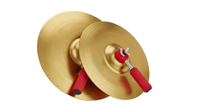 Pair of Golden Cymbals with Red Handles