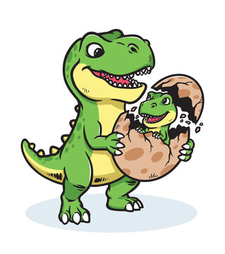 Dino is holding his hatching egg