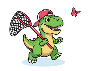 Obraz premium Dino wants to catch butterflies