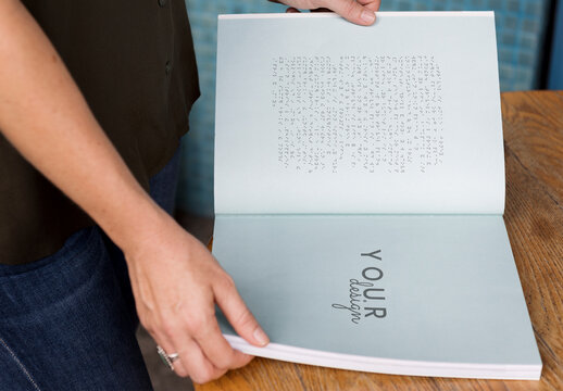 Open Book Mockup With Customizable Design PSD