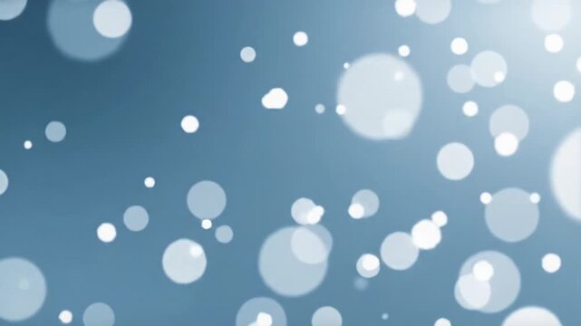 Pristine, cool-toned abstract background with white and light grey circular and hexagonal soft-focus bokeh shapes and delicate particles drifting smoothly, enhanced by a subtle push-in dolly