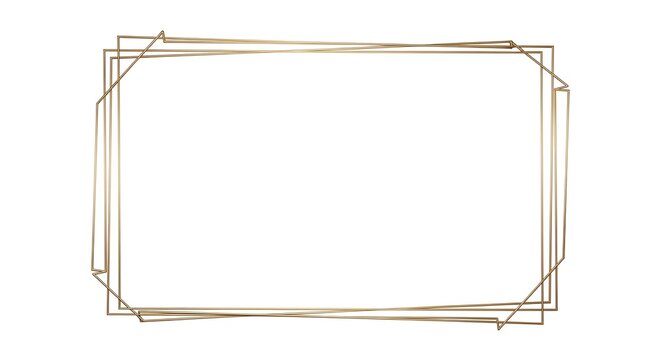 Minimalist geometric golden wireframe rectangle with overlapping lines, offering a modern and abstract border for