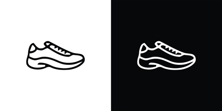 Black and white running shoe on split color background sneaker split background athletic shoe